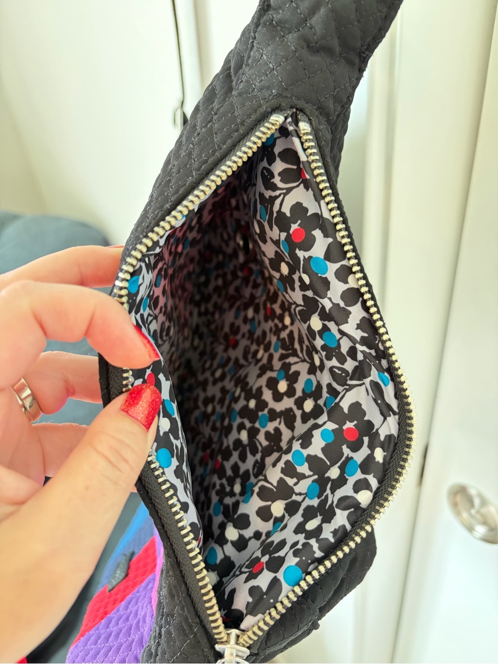 NWOT Vera Bradley Carson Hobo Bag Winter Patchwork Crossbody Purse Quilted Black - Picture 7 of 15